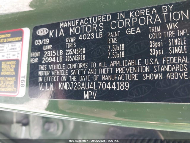 KIA Soul X-line 2020 KNDJ23AU4L7044189 Image 9