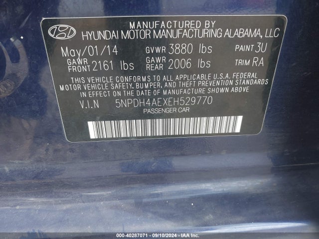 Hyundai ELANTRA SE 2014 5NPDH4AEXEH529770 Image 9