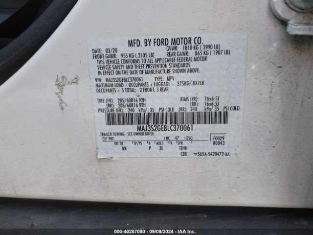 MAJ3S2GE8LC370061 Ford Ecosport Se