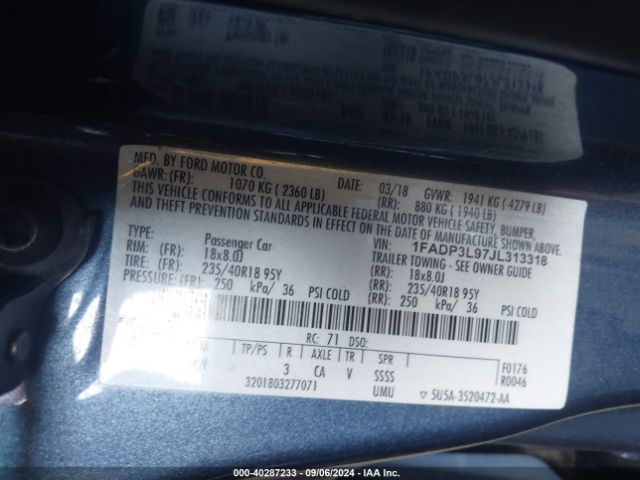 1FADP3L97JL313318 Ford FOCUS ST