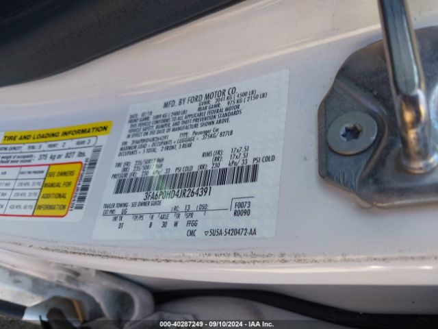 3FA6P0HD4JR264391 Ford FUSION SE