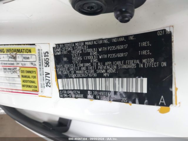 5TDKK3DC9GS710790 Toyota Sienna Le 8 Passenger