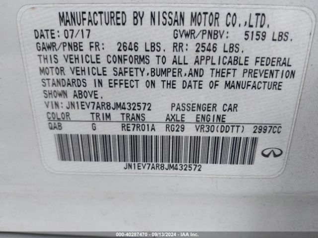 JN1EV7AR8JM432572 Infiniti Q50 3.0t Luxe