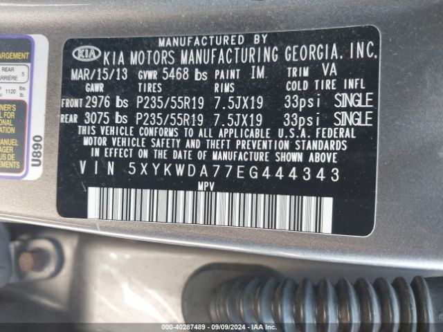 5XYKWDA77EG444343 KIA Sorento Limited V6