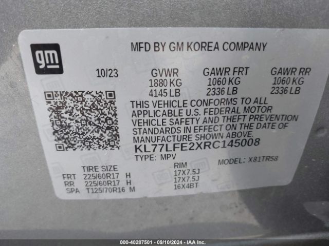 KL77LFE2XRC145008 Chevrolet Trax Fwd Sp