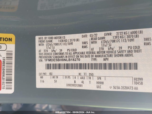 Ford Bronco Black Diamond 2022 1FMDE5BH8NLB18270 Image 9