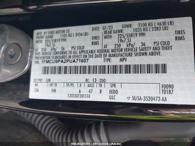 1FMCU9PA2PUA71607 Ford Escape St-line Elite