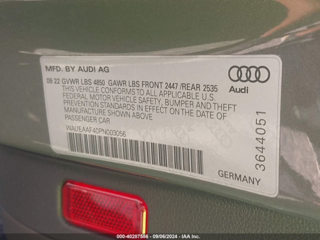 WAUEAAF40PN003056 Audi A4 Premium Plus 45 Tfsi S Line Quattro S Tronic