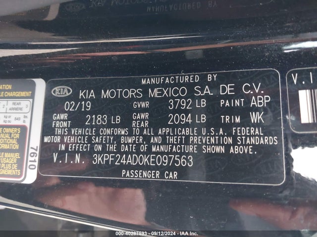 KIA Forte Lxs 2019 3KPF24AD0KE097563 Image 9