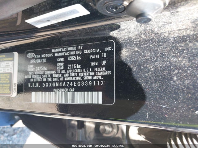 KIA OPTIMA EX 2014 5XXGN4A74EG339112 Image 9