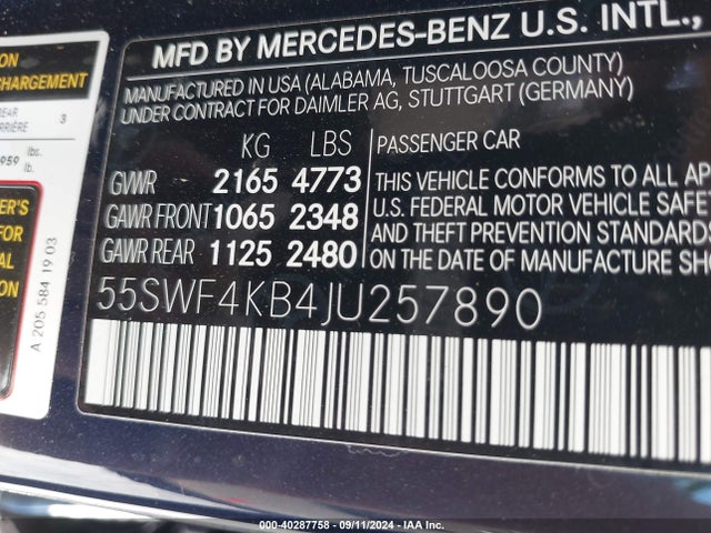 55SWF4KB4JU257890 Mercedes-Benz C 300 4matic