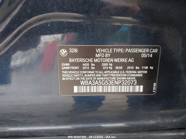 WBA3A5G53ENP32073 BMW 328I