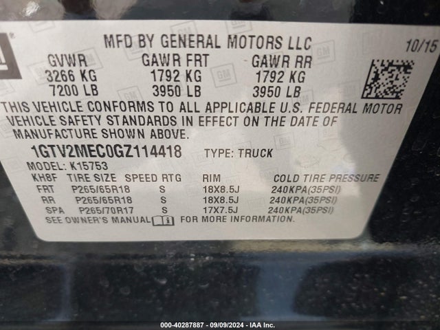 GMC Sierra 1500 Sle 2016 1GTV2MEC0GZ114418 Image 9