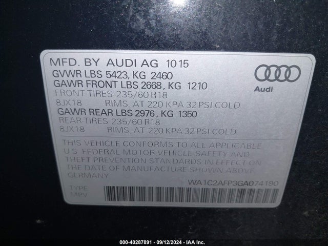 Audi Q5 2.0t Premium 2016 WA1C2AFP3GA074190 Image 9