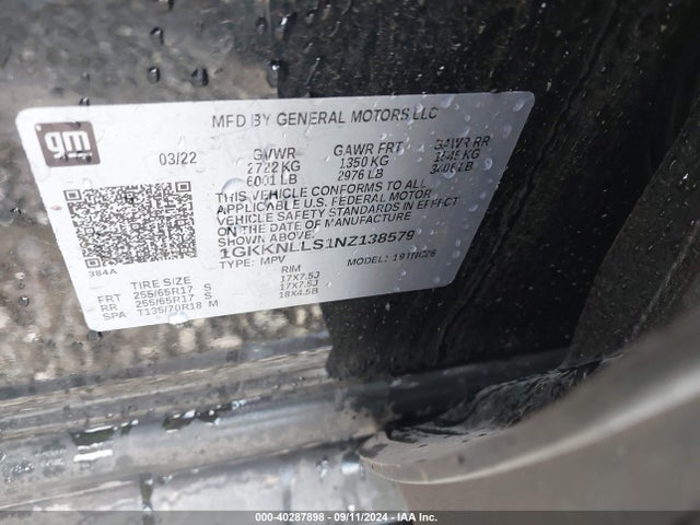 1GKKNLLS1NZ138579 GMC Acadia Awd At4