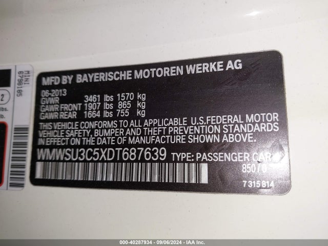 2013 MINI HARDTOP WMWSU3C5XDT687639 Photo 8