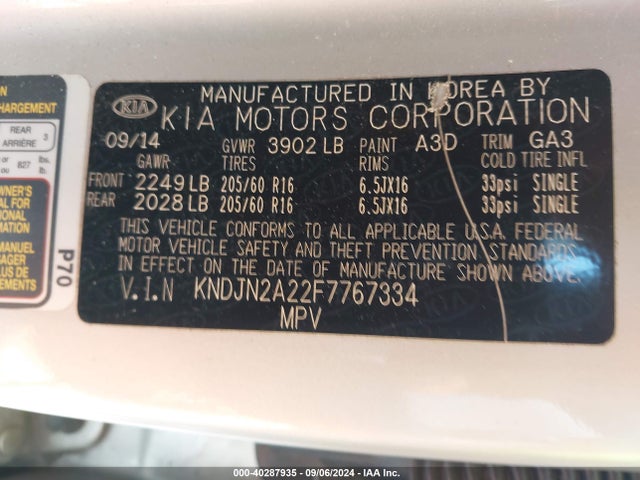 KIA Soul 2015 KNDJN2A22F7767334 Image 9