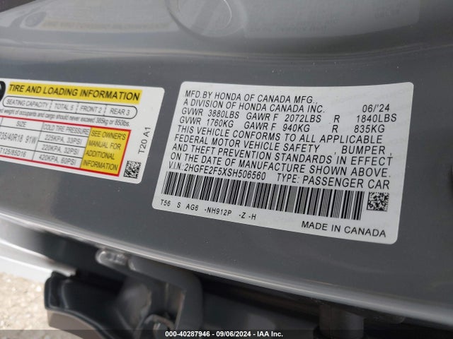 Honda Civic Sport 2025 2HGFE2F5XSH506560 Image 9