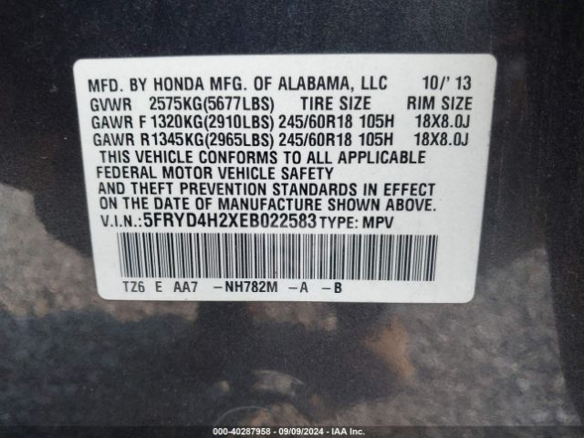 5FRYD4H2XEB022583 Acura MDX