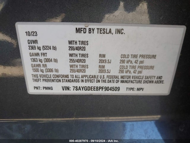 2023 TESLA MODEL Y 7SAYGDEE8PF904509 Photo 8