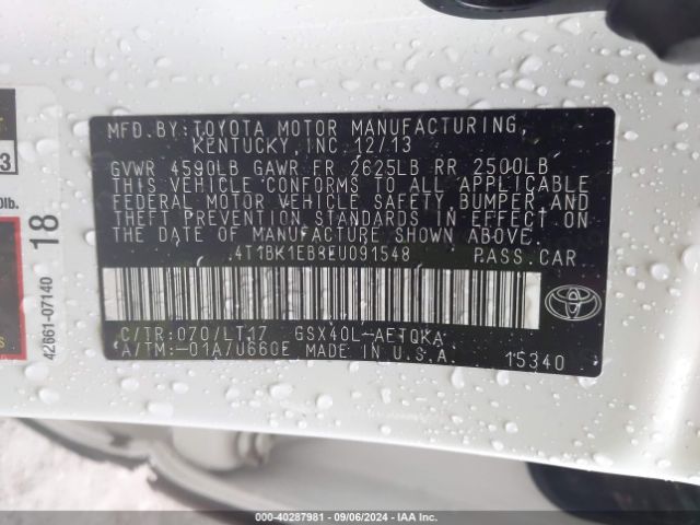 4T1BK1EB8EU091548 Toyota Avalon Xle Touring