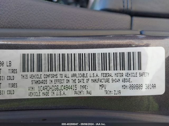 1C4RDHDG6JC494415 Dodge Durango Gt Rwd