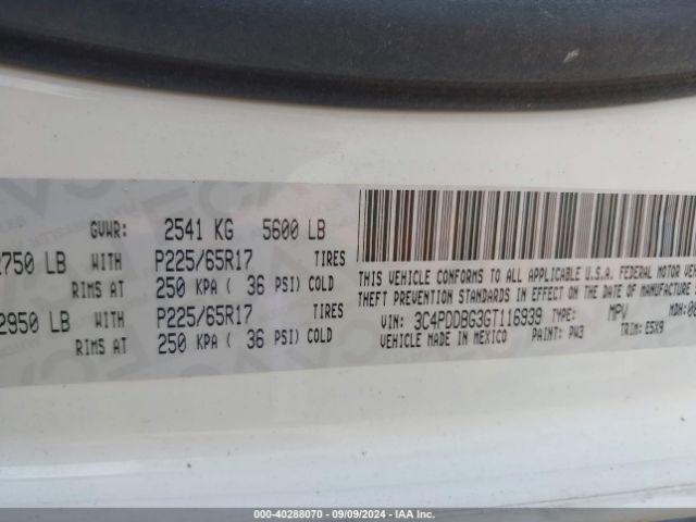 3C4PDDBG3GT116939 Dodge Journey Sxt