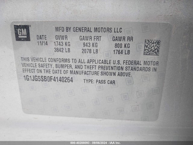 Chevrolet Sonic Rs Auto 2015 1G1JG5SB0F4140264 Image 9