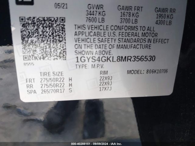 1GYS4GKL8MR356530 Cadillac Escalade 4wd Sport Platinum