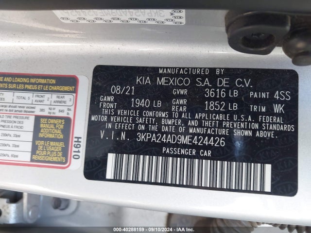 KIA RIO S 2021 3KPA24AD9ME424426 Image 9