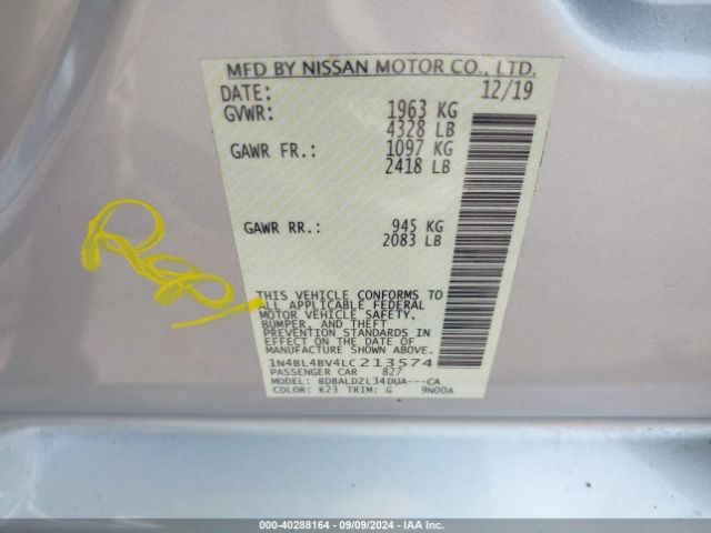 1N4BL4BV4LC213574 Nissan Altima S Fwd