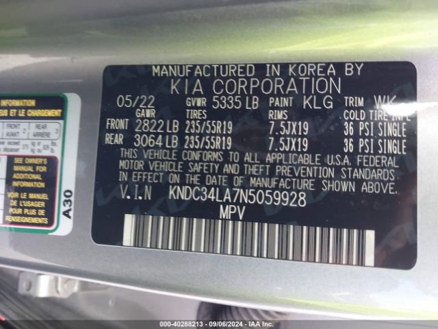 KNDC34LA7N5059928 KIA Ev6 Wind