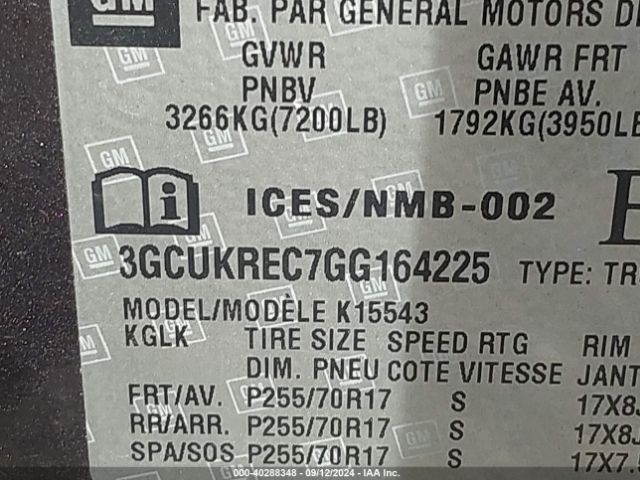 3GCUKREC7GG164225 Chevrolet Silverado 1500 1lt/2lt