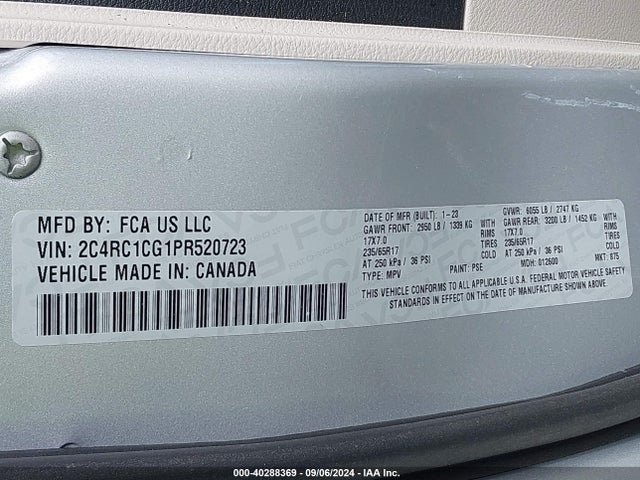 Продажа на аукционе авто 2023 Chrysler Voyager Lx, vin: 2C4RC1CG1PR520723, номер лота: 40288369