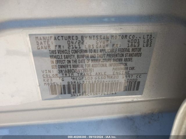 3N1AB8CV5NY265761 Nissan Sentra Sv Xtronic Cvt