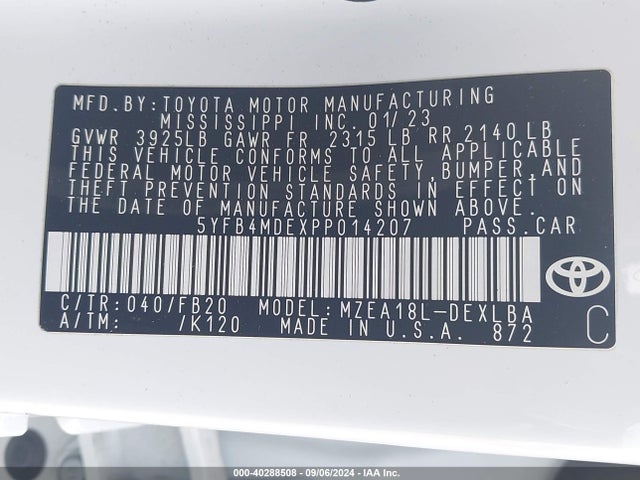 Toyota COROLLA LE 2023 5YFB4MDEXPP014207 Image 9