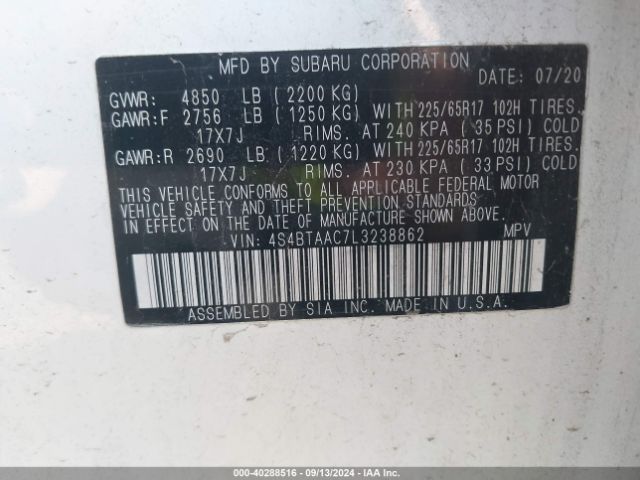 4S4BTAAC7L3238862 Subaru Outback