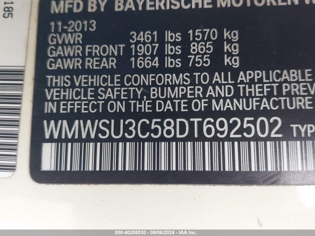 2013 MINI HARDTOP WMWSU3C58DT692502 Photo 8