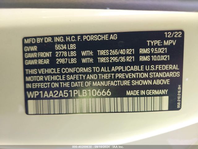WP1AA2A51PLB10666 Porsche Macan T