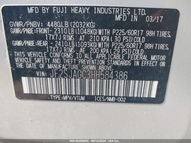 JF2SJAGC3HH584386 Subaru Forester 2.5i Premium