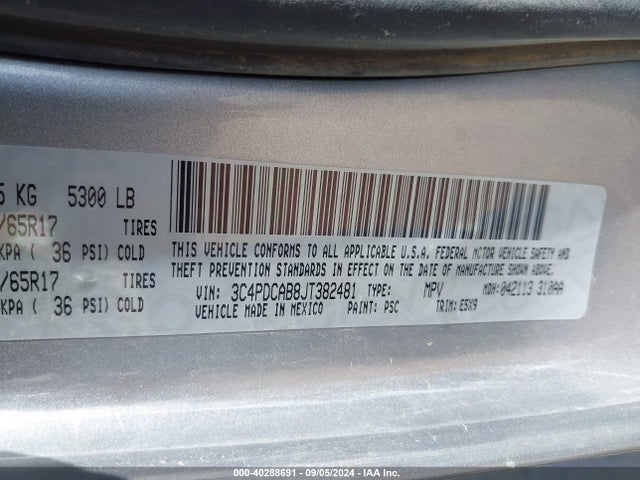 Dodge JOURNEY SE 2018 3C4PDCAB8JT382481 Image 9