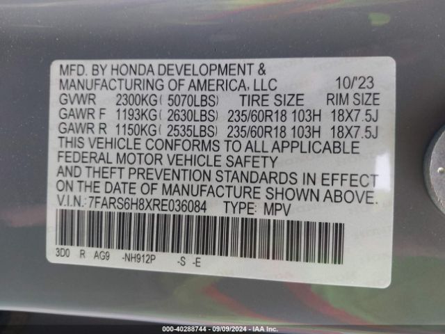 7FARS6H8XRE036084 Honda Cr-v Hybrid Sport-l