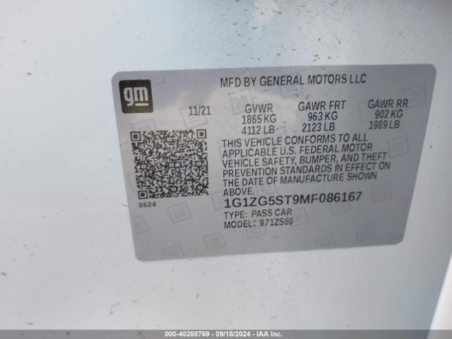 1G1ZG5ST9MF086167 Chevrolet Malibu Fwd Rs