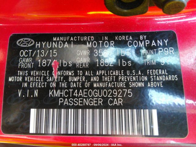 KMHCT4AE0GU029275 Hyundai ACCENT SE