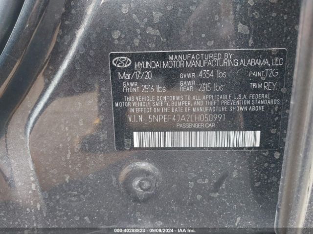 5NPEF4JA2LH050991 Hyundai SONATA SEL