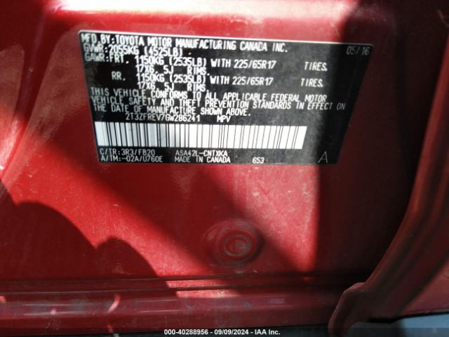 2T3ZFREV7GW286241 Toyota RAV4 LE