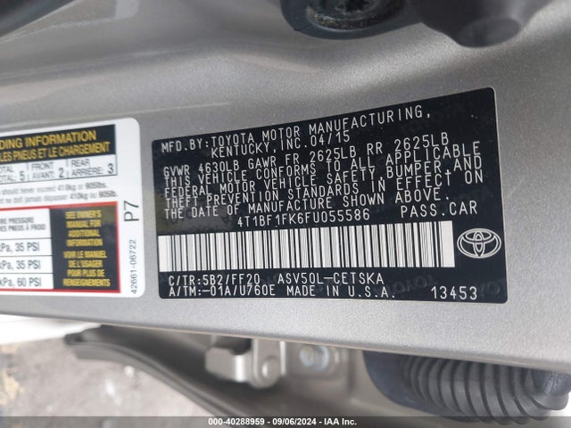 Toyota CAMRY SE 2015 4T1BF1FK6FU055586 Image 9