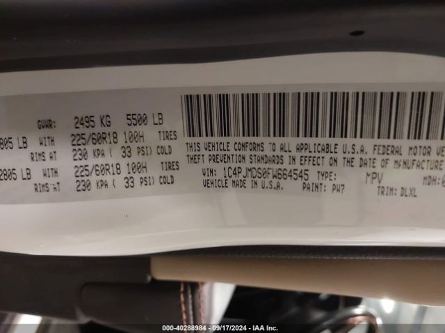 1C4PJMDS0FW664545 Jeep Cherokee Limited