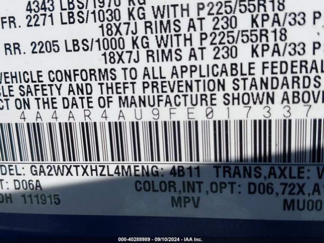 2015 MITSUBISHI OUTLANDER SPORT 4A4AR4AU9FE017337 Photo 8