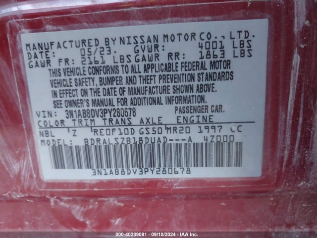 Nissan Sentra Sr Xtronic Cvt 2023 3N1AB8DV3PY280678 Image 9